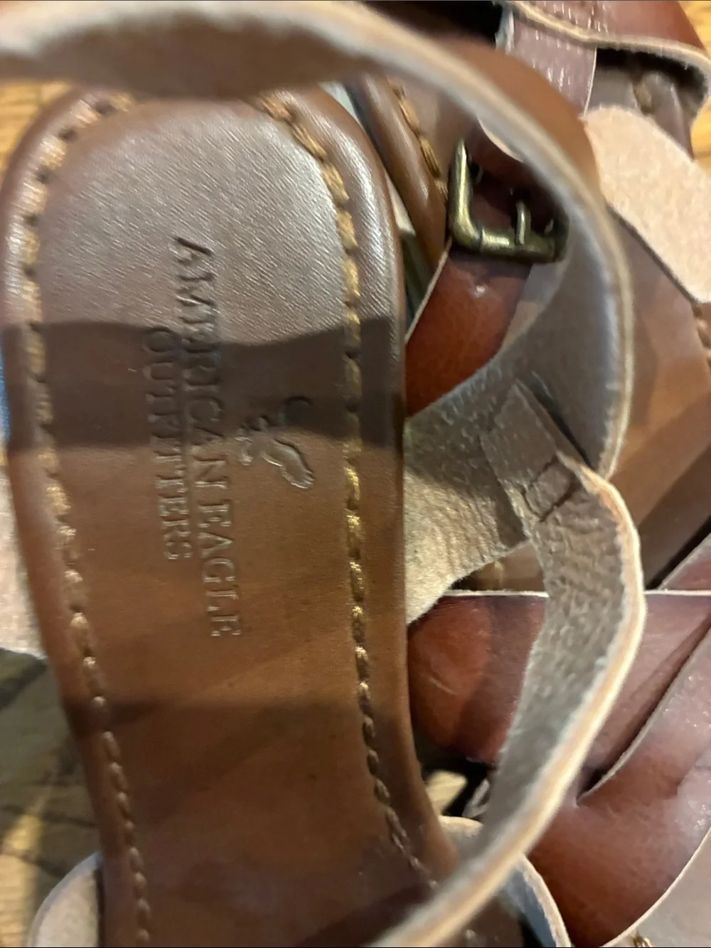 American Eagle Outfitters Brown Leather Crossover Sandals